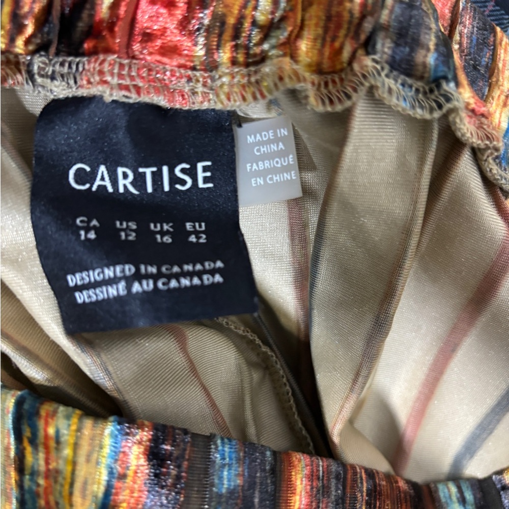 Cartise women’s wide leg multicolored striped crushed velvet pants US12 CA14 NWT - Picture 4 of 5